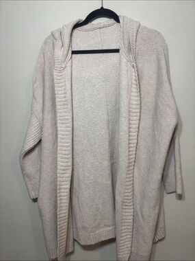 Cozy Hooded Open-Front Women's Cardigan Sweater - Cream